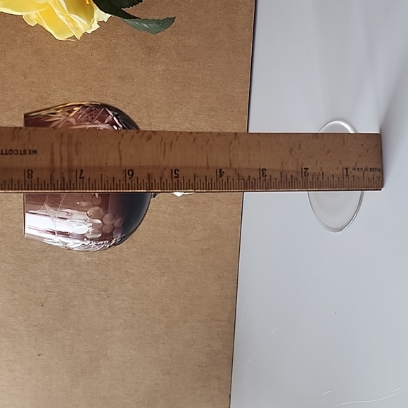 Ruby Red Crystal Etched Wine Hock Goblet. Champagne/Water/Wine Glass. - Picture 10 of 12